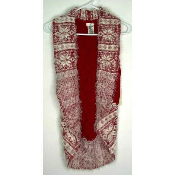 Max Studio Kids Girl's Sweater Vest Open Front Red White Size 10-12 NWT - Picture 1 of 4